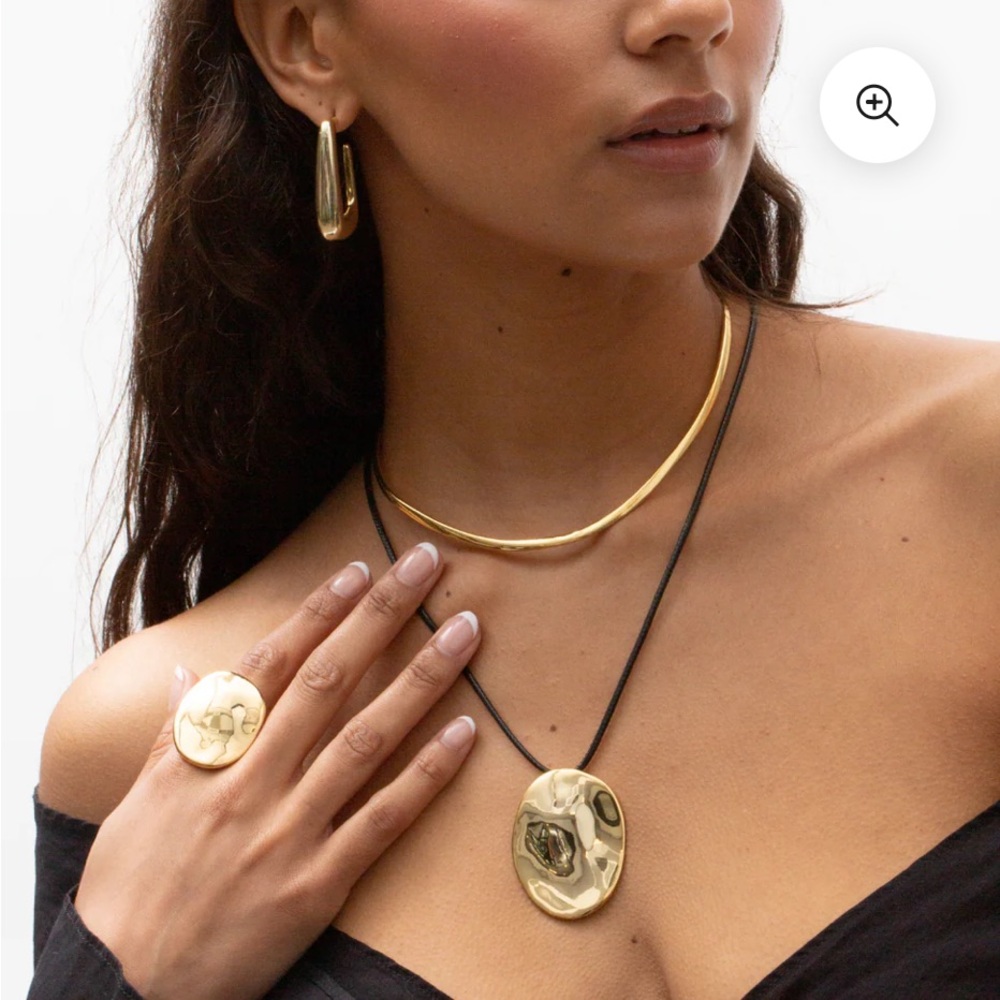 Argento Vivo Waverly Gold Plated Brass Oval Pendant Long Black Cord Necklace